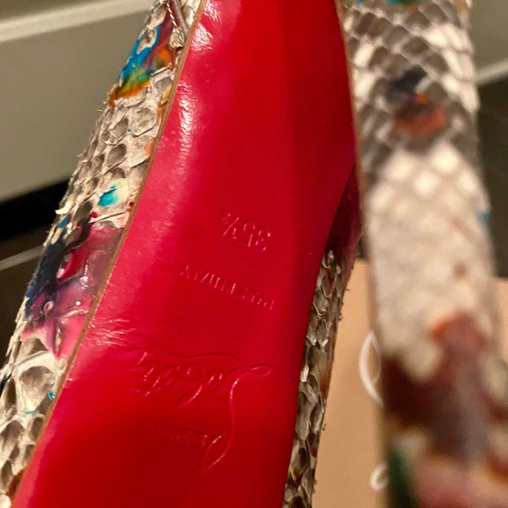Christian Louboutin Peeptoe Python Carnaval Sling… - image 6